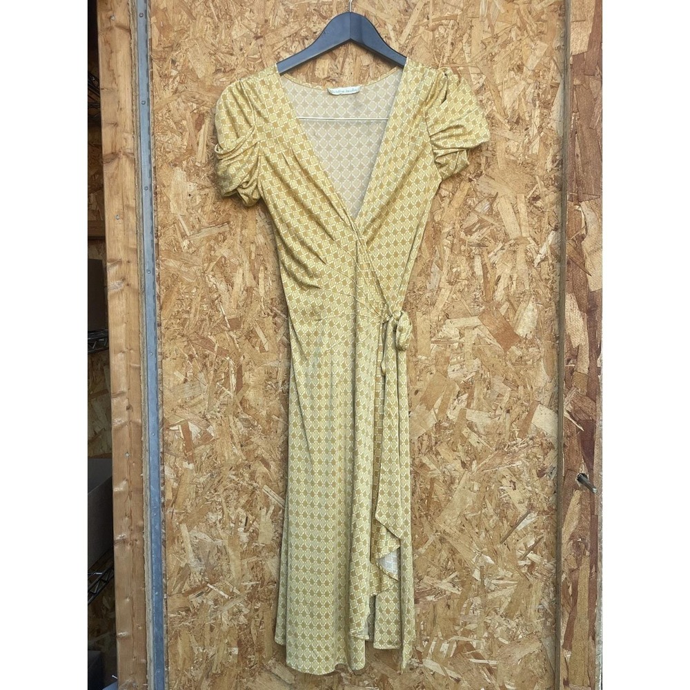 Vintage Wrap Dress Geometric Diamond Print 1970's Size XS Secretary Office Siren